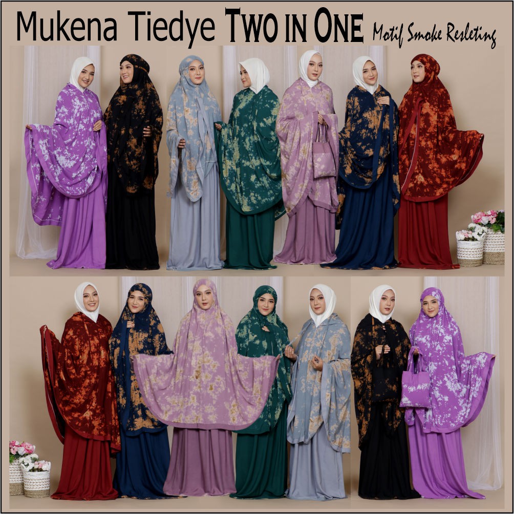 Mukena Bali Tiedye Smoke Bawahan Polos 2 In 1 By Zahwa Untuk Dewasa Dan Remaja Bahan Rayon Janger Premium