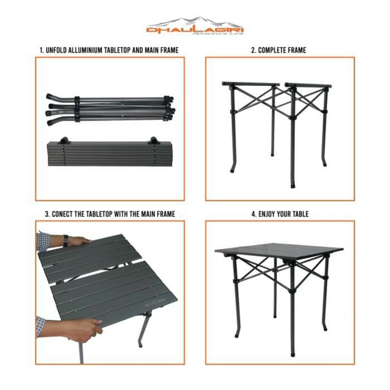 SET MEJA LIPAT DAN KURSI LIPAT CAMPING 5 IN 1 DHAULAGIRI / Folding Table And Chair 5 in 1 Dhaulagiri - Kursi Lipat Outdoor - Meja DH