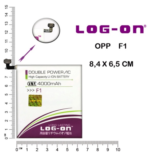 LOG ON BATERAI OPPO F1 BATRE DOUBLE POWER DOUBLE IC BATTERY