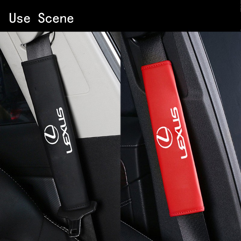 Car Seat Belt Cover Universal Leather Car Safety Belt Auto Shoulder Protector Strap Pad Cushion Cover For Lexus IS250 NX200T RX200T CT200H ES250 RX350 RX300 NX300 RX270 GS350 UX200 GS300 LX470 LX570 ES300 IS430 LM350 NX300H