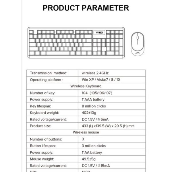 Altec Lansing ALBC6314 Combo Wireless Keyboard + Mouse Tanpa Kabel