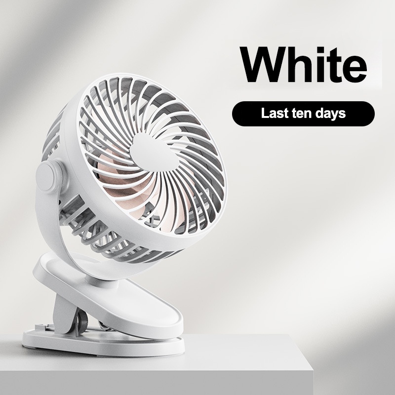 Kipas Portable Rechargeable 3-Speed Mini Fan Rotating Kipas Angin Meja Mini Jepit Portable USB