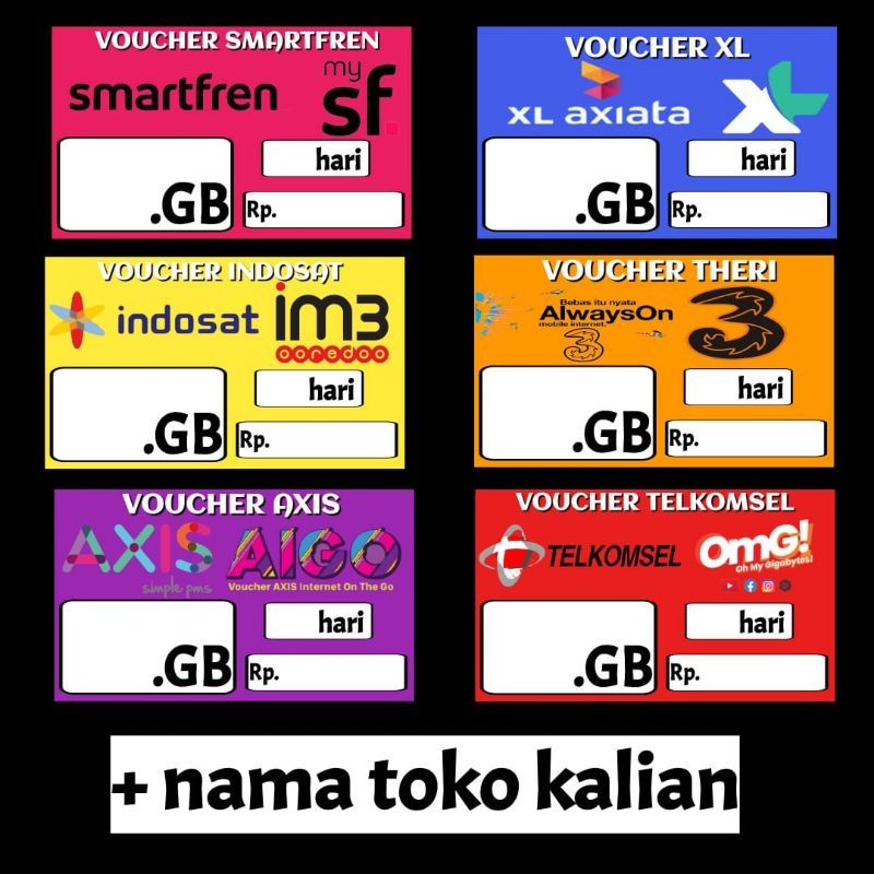 

CETAK LABEL DISPLAY PAJANGAN VOUCHER KUOTA ALL OPERATOR