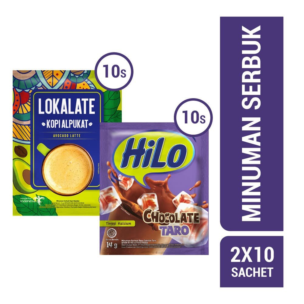 

PROMO LOKALATE KOPI ALPUKAT 10 (10 SCH) & HILO CHOCOLATE TARO (10 SCH) TERMURAH