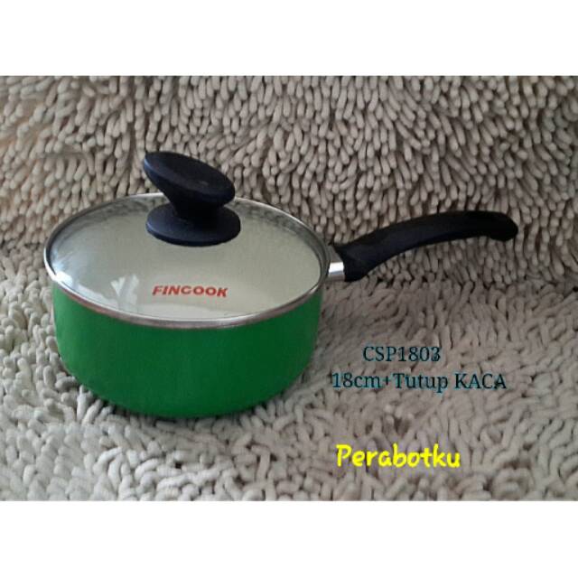  FINCOOK  Keramik  CSP1803 Panci  18cm tutup kaca Sauce pan 