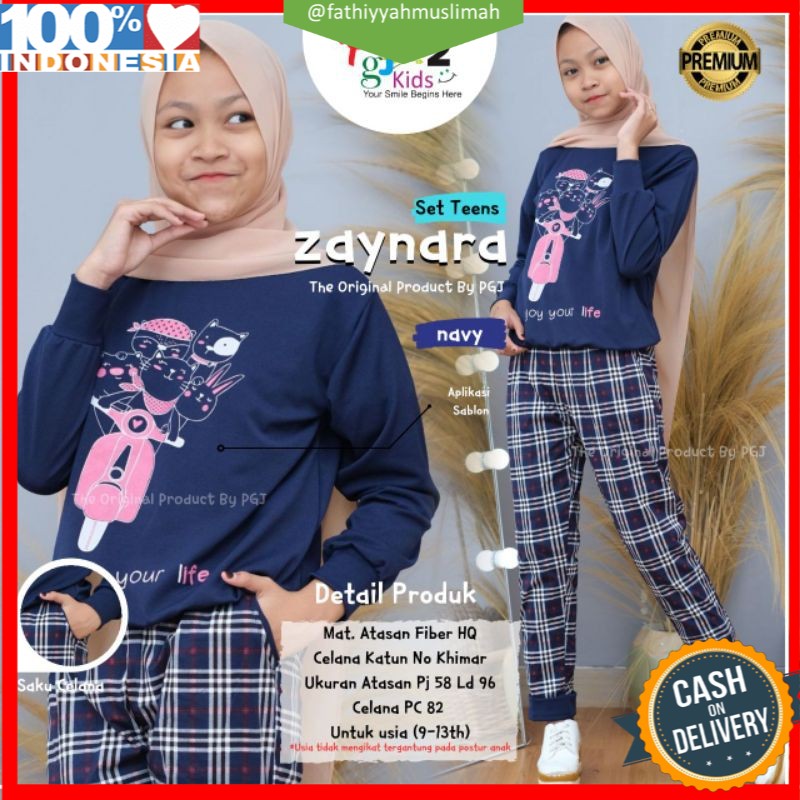 (COD) Zaynara - Setelan Anak Perempuan Remaja Muslimah Syari Tanpa jilbab Original by PGJ