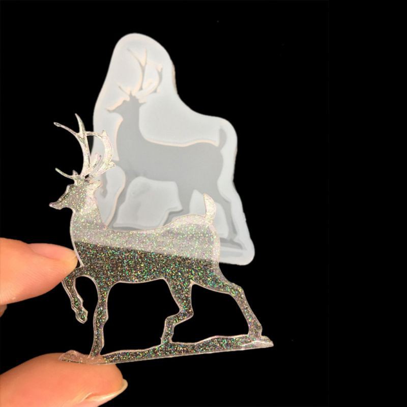 Glitter Christmas Deer Antler Elephant Elk DIY Silicone Mold Animal Resin Jewelry Making