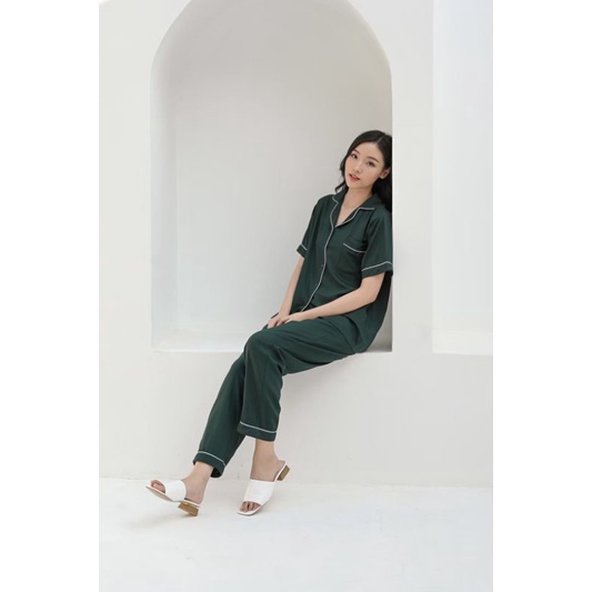 EMILY CP SWAP PAJAMAS BAJU TIDUR PIYAMA BAJU TIDUR RAYON PIYAMA RAYON PIYAMA POLOS-EMERAL GREEN PREMIUM