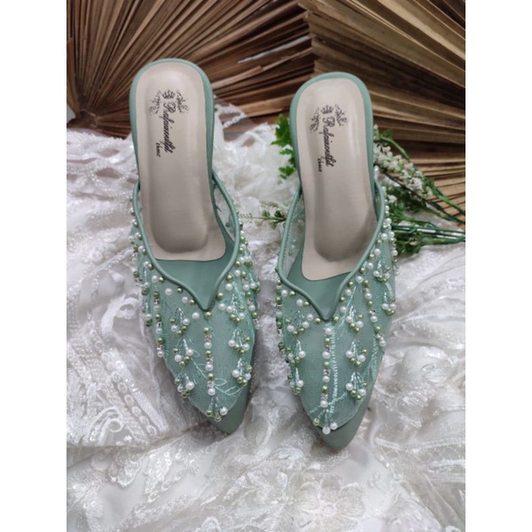 sepatu wedding sepatu wanita yasmika Sage green 12cm