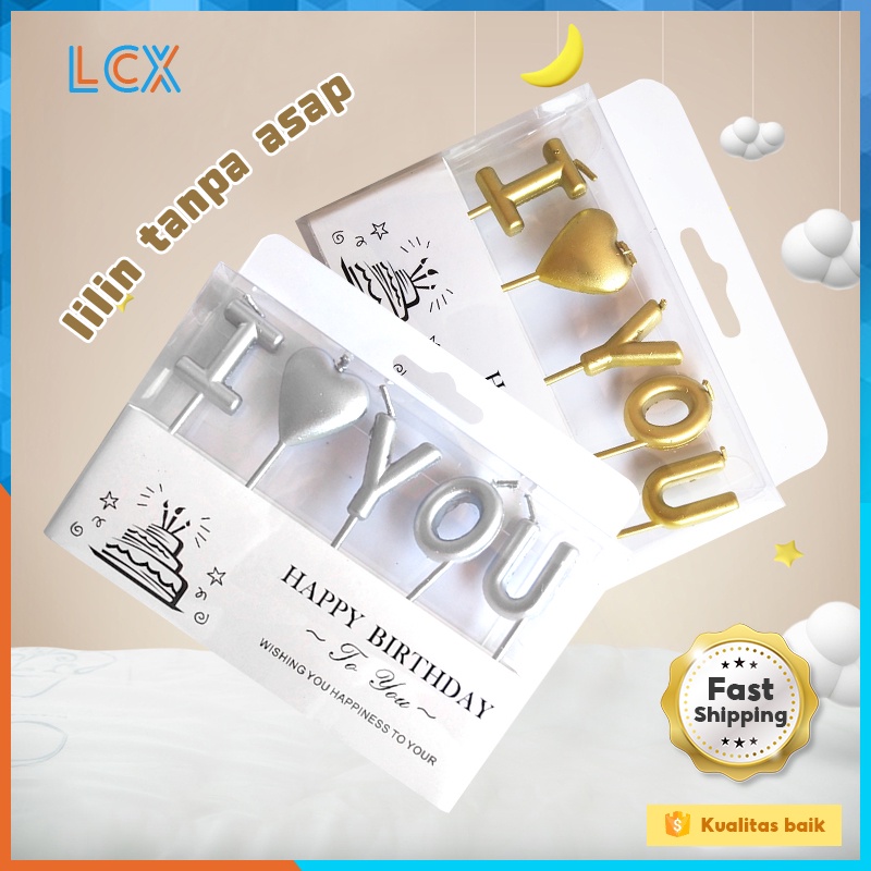 LCX Lilin Spiral Panjang / Lilin Ulang Tahun Panjang Spiral Metalik Warna/Lilin Huruf Happy Birthday