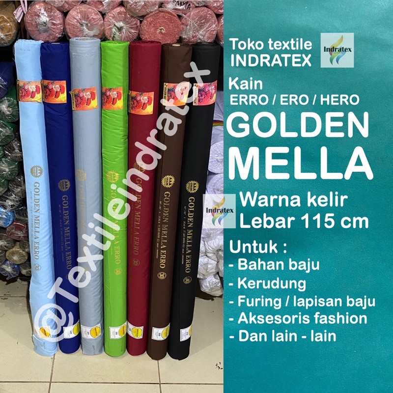 BAHAN KAIN JILBAB HIJAB MUKENA PREMIUM FURING BAJU GAMIS BRUKAT KAIN ERO ERRO GOLDEN MELLA WARNA