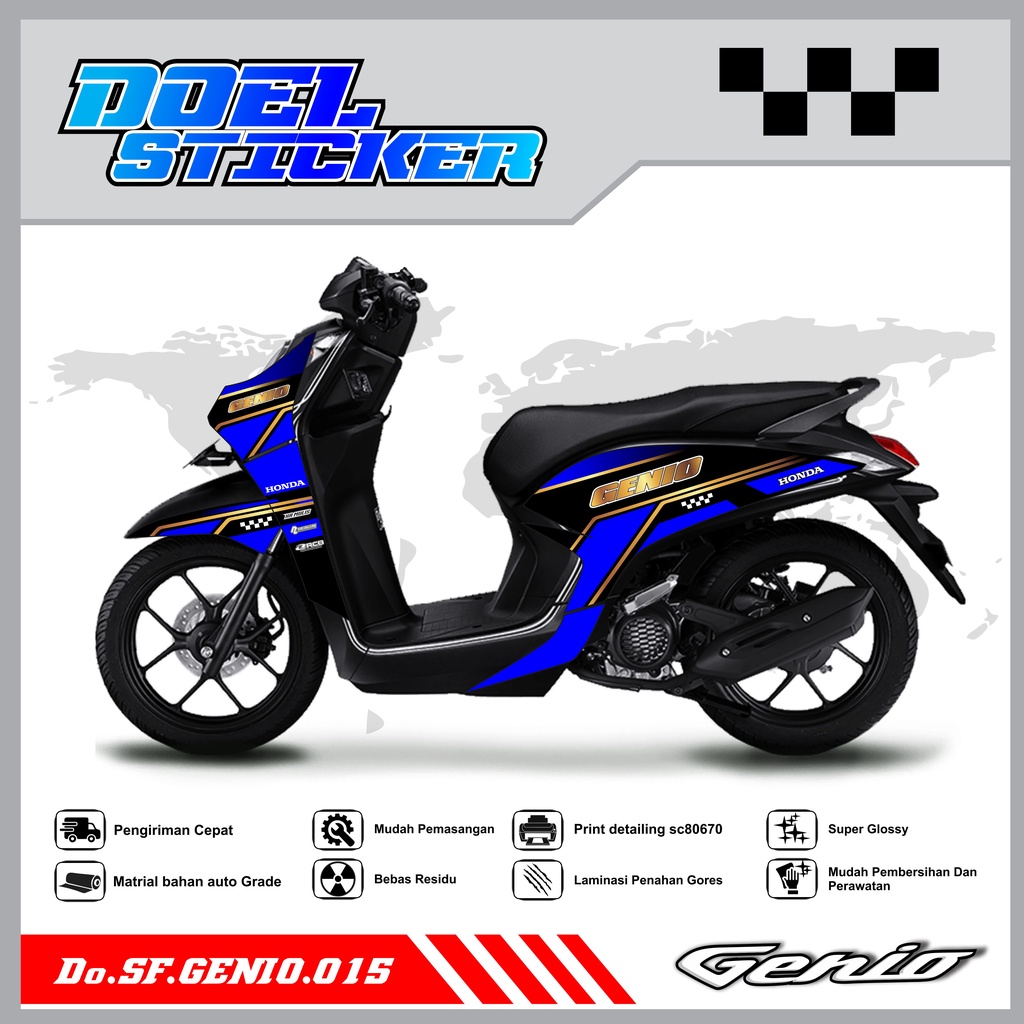 Sticker Striping Variasi Genio List Variasi Hologram , Crome Doel 015