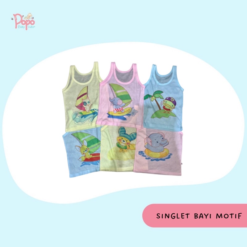 KAOS DALAM/ SINGLET BAYI MOTIF (1pc warna)