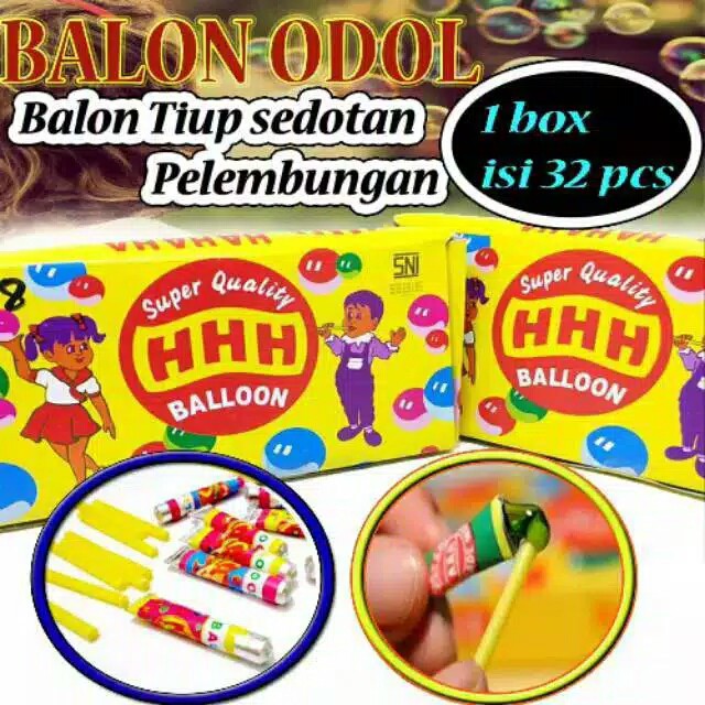 MOMBABY1 Mainan Jadul Tiupan balon 1 kotak atau Mainan Balon Odol Jadul