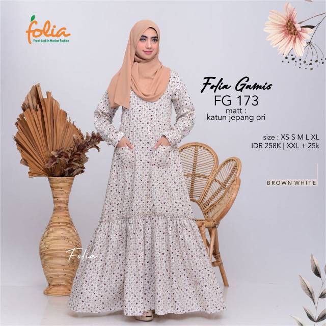 GAMIS DEWASA BMOTIF FOLIA FG 173 BROKEN WHITE BAHAN KATUN JEPANG ORIGINAL
