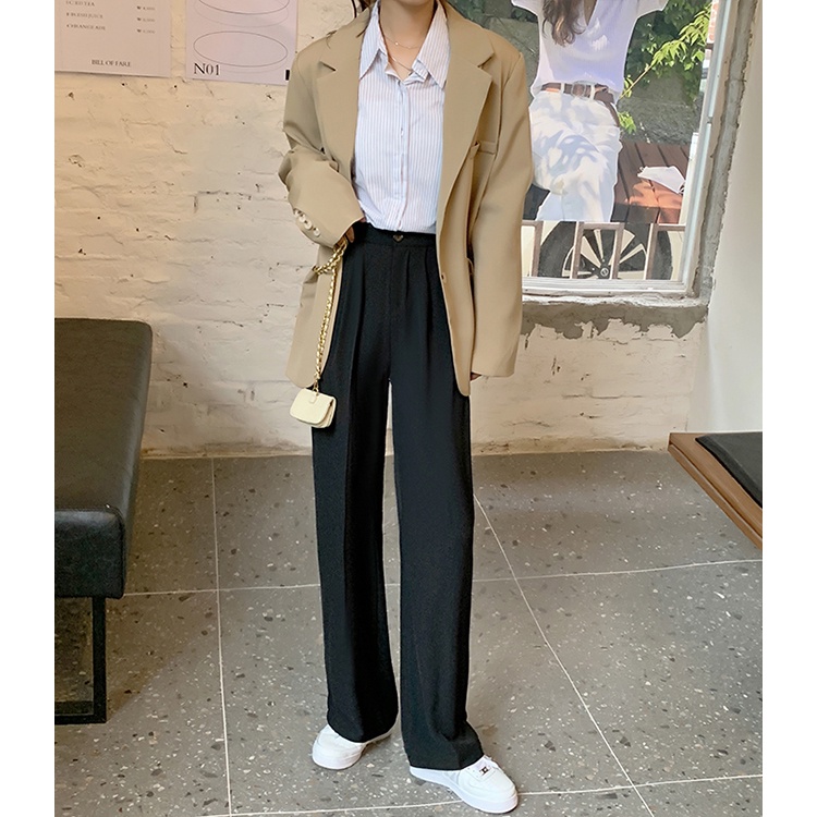 XIAOZHAINV Celana Wanita Korean Style High Waist Loose Pants 1002