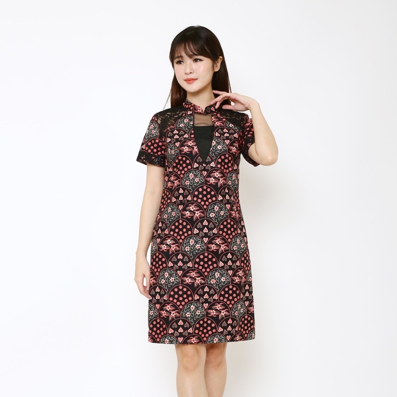 GRIET COLLECTION | Alya fitted dress (batik tulis kombinasi brokat dan organdi)