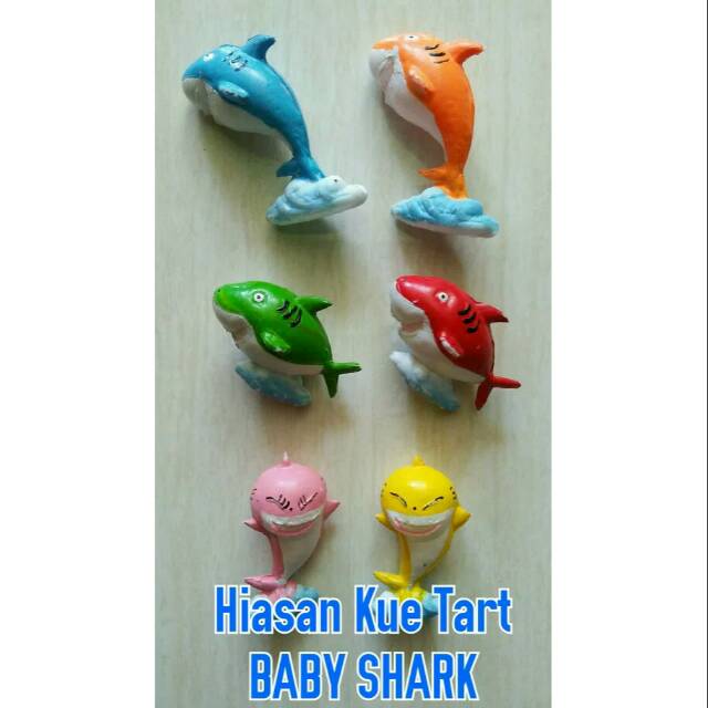 Mainan Plastik IKAN HIU BABY SHARK Hiasan  Kue  Tart  Ulang  