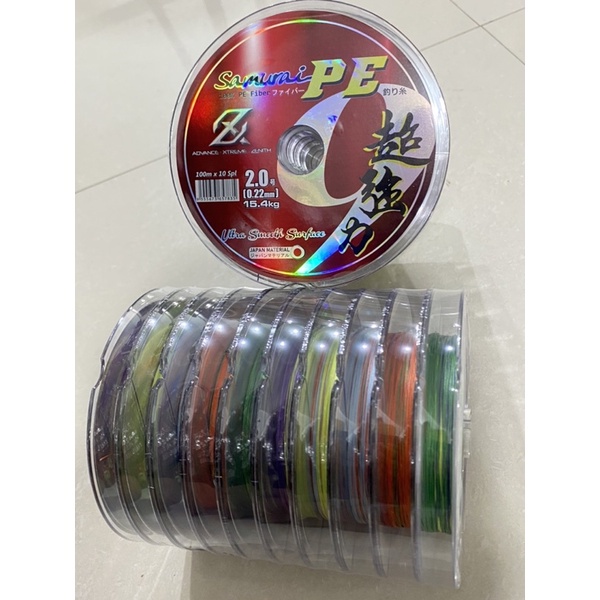 Senar Pancing PE X9 AXZ Samurai Fiber  Multicolor 100m/roll Connecting