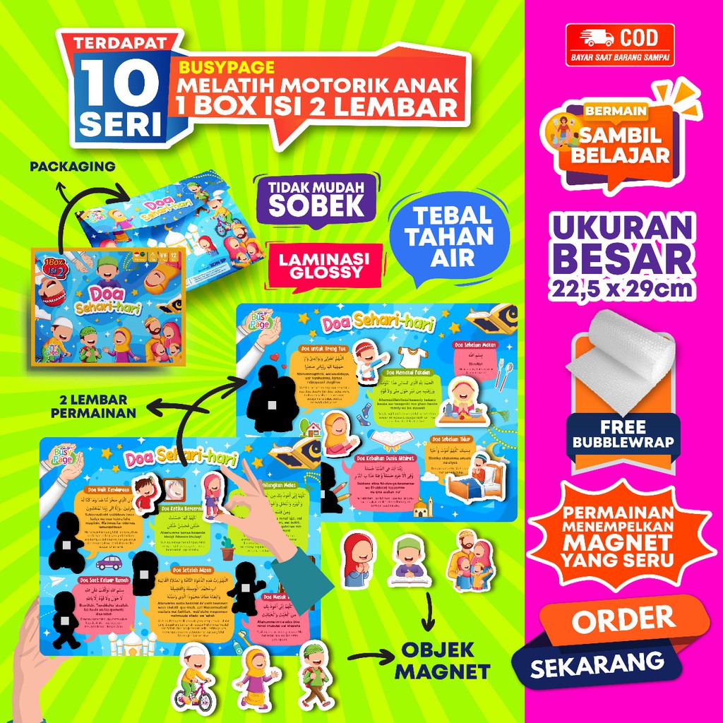 [1BOX ISI 2] KONSEP BUSY PAGE DOA SEHARI HARI/ ACTIVITY SHEET / MAINAN EDUKASI ANAK