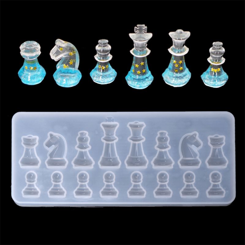 SIY  Resin Casting Molds Set by Garloy,2Pcs 3D Chess Clear Silicone Mold for Making Polymer Clay, Crafting, Resin Epoxy