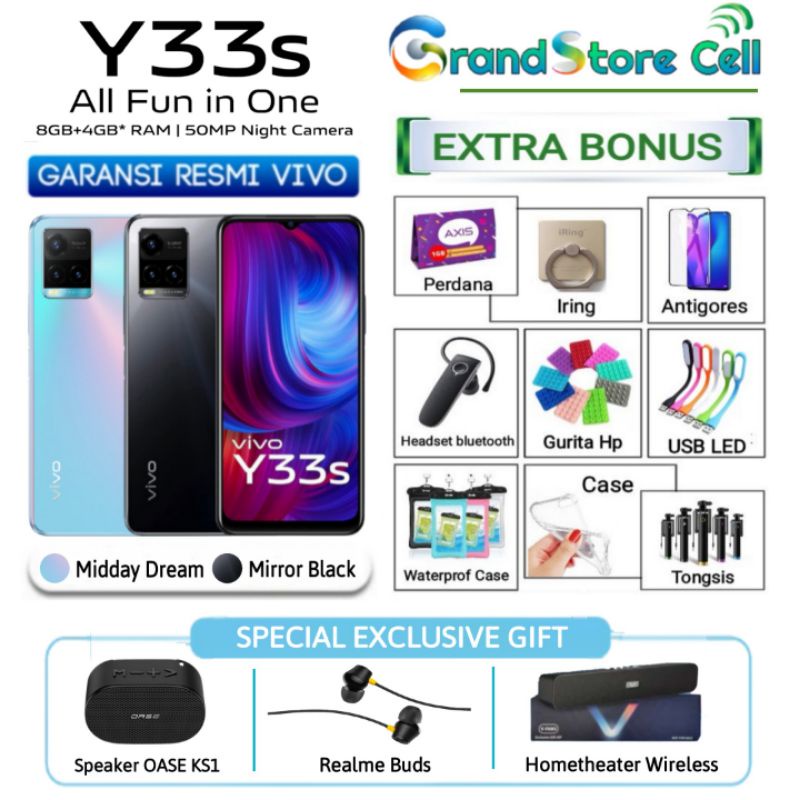 VIVO Y33S - Y33 s RAM 8/128 GB  | VIVO Y21s RAM 4/128 GB GARANSI RESMI VIVO INDONESIA