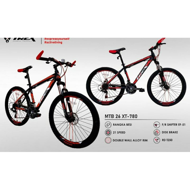 Sepeda gunung MTB 26 Trex XT-780 21 speed