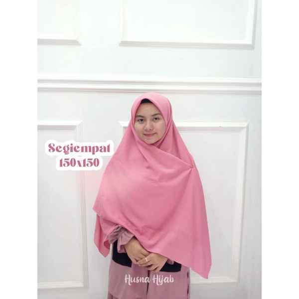 [BRAND HUSNA HIJAB] Khimar Segi Empat Wolfis 150cm / Kerudung Segi Empat Jumbo / Segi Empat Polos