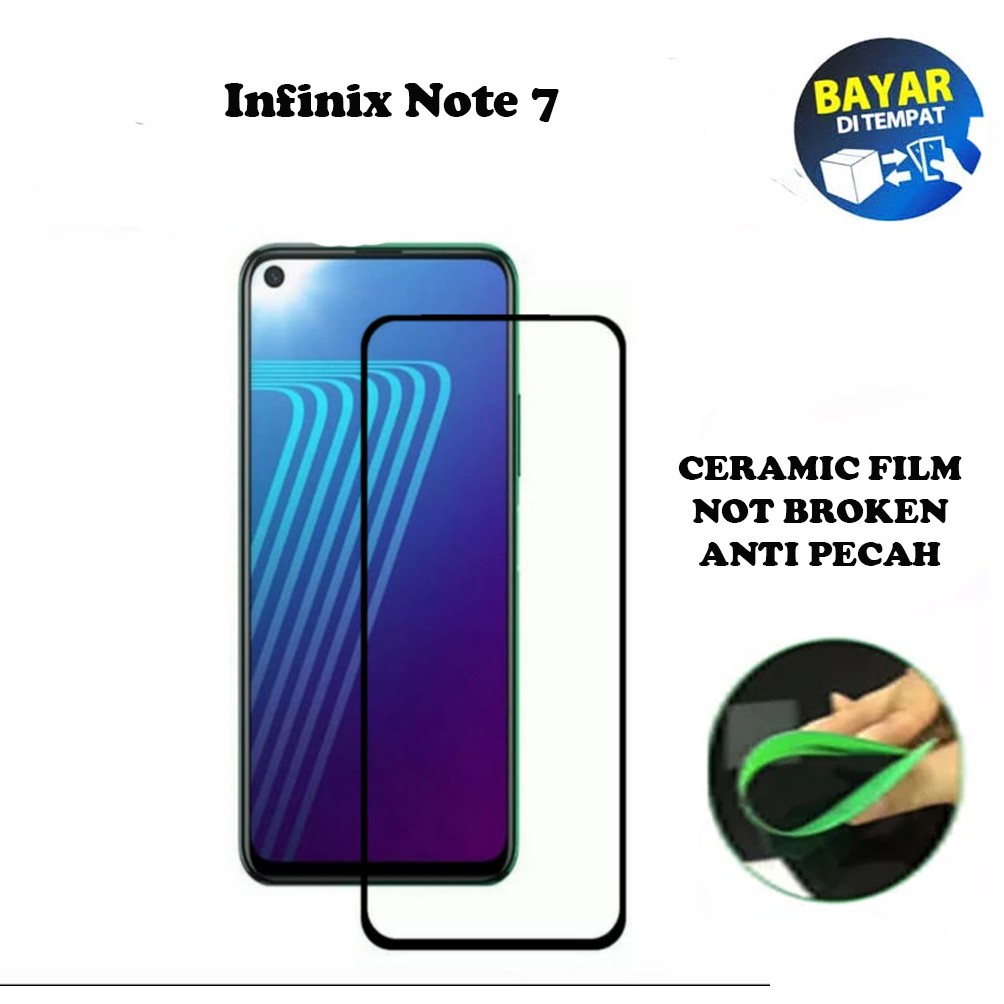 Tempered Glass Infinix Note 7 Full Cover / Full Screen Ceramic Film Anti Gores