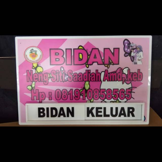 

Papan Nama Bidan / Dokter20x30 sign label bidan Geser