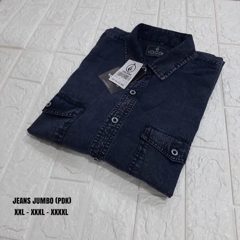 Kemeja Pria / Kemeja Levis Jeans Lengan Pendek Jumbo, Kemeja Atasan Pria M L XL XXL 3XL 4XL