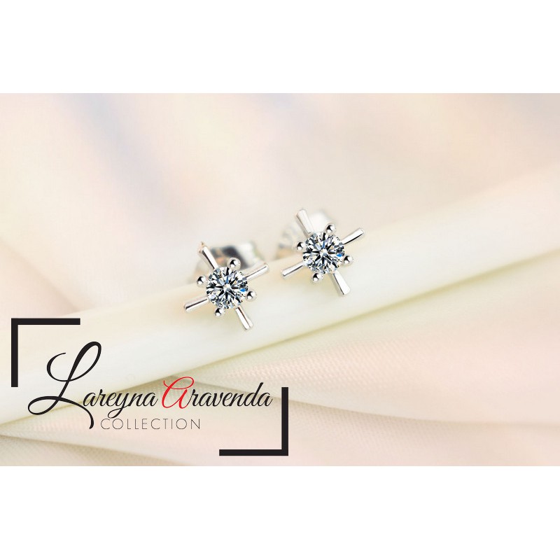 Anting Wanita Titanium Model Kilau Kristal Crystal Zirconia AT083