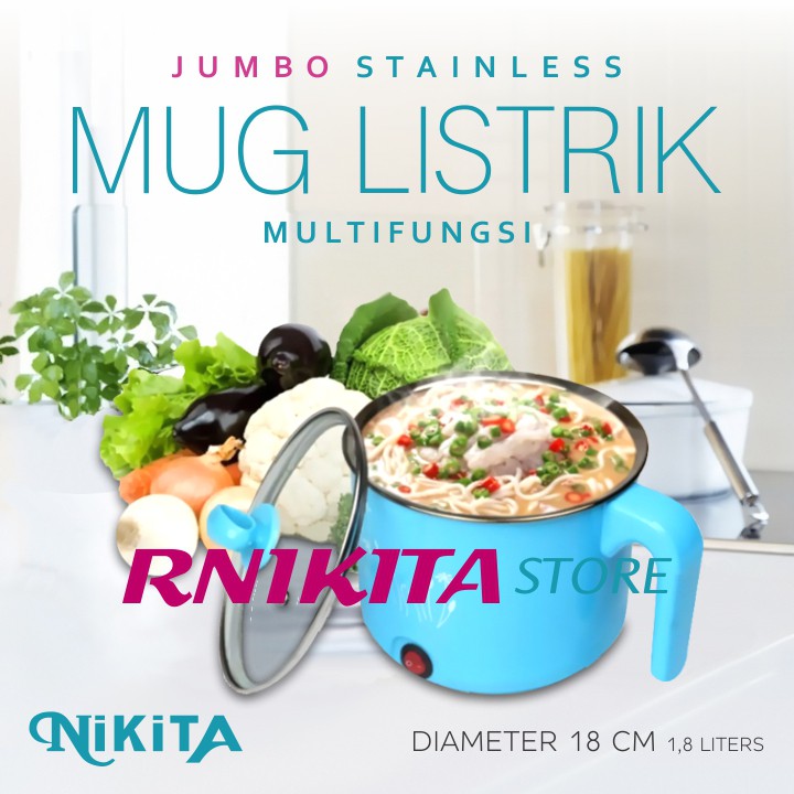 NIKITA JUMBO MUG LISTRIK + PEREBUS TELUR - Mug Pemanas Air Stainless Multiguna