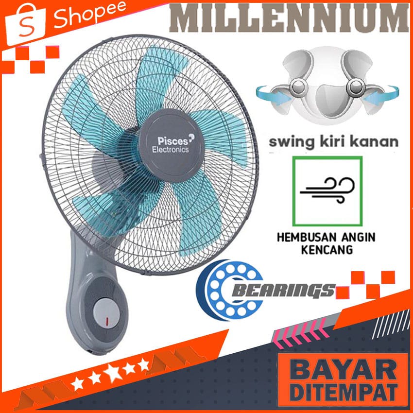 Kipas Angin Dinding Pisces BEARING 1611PRO Wall Fan 16 inch SNI dan 12inch .