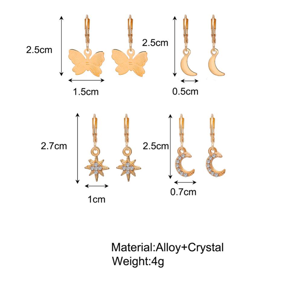 Timekey 9 Pasang / Set Anting Tusuk Desain Mata Petir Hias Berlian Imitasi Untuk Wanita A8K6