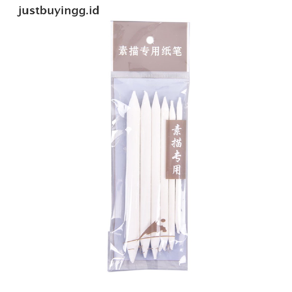 (Justbuyingg.Id) 6pcs / Set Stik Blending Tortillon Warna Putih Untuk Sketsa / Gambar