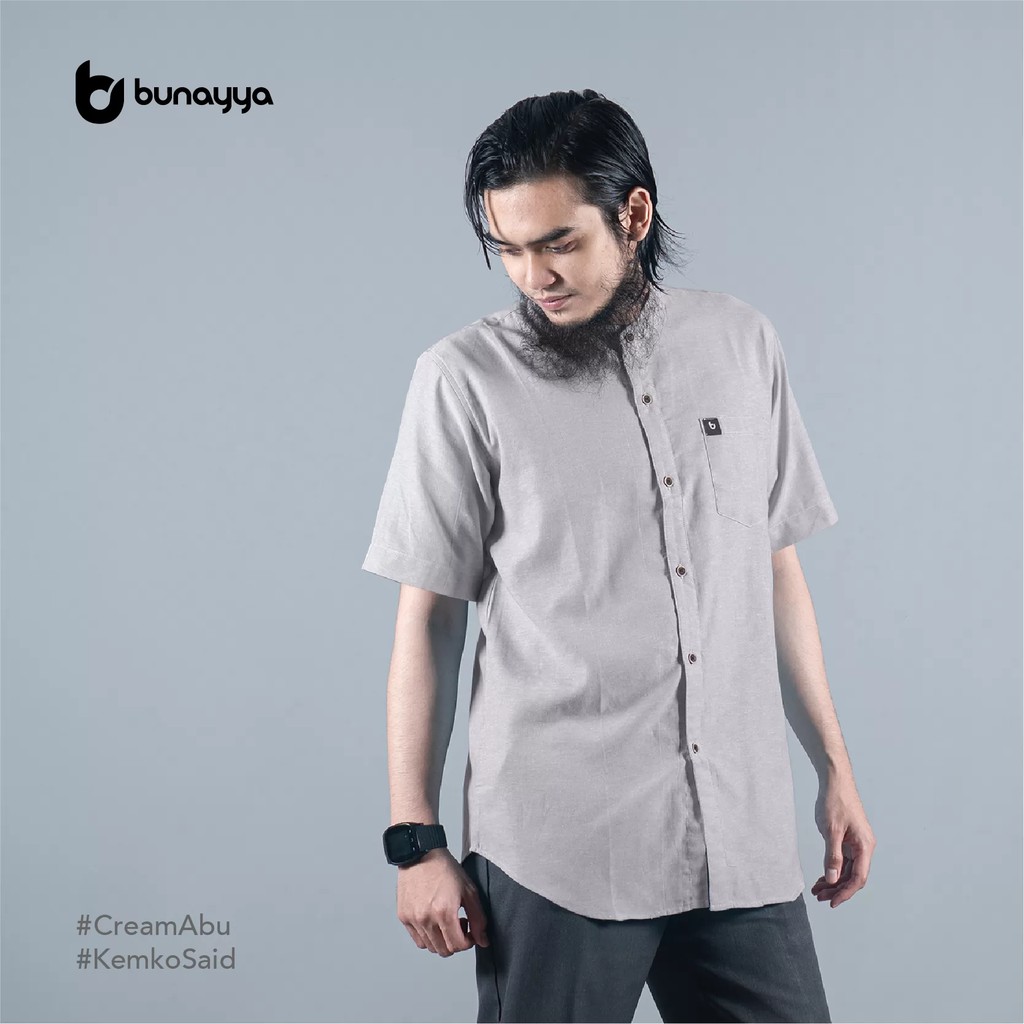Baju Muslim Pria -  Baju Koko - Bunayya Kemko Said - Cream Abu