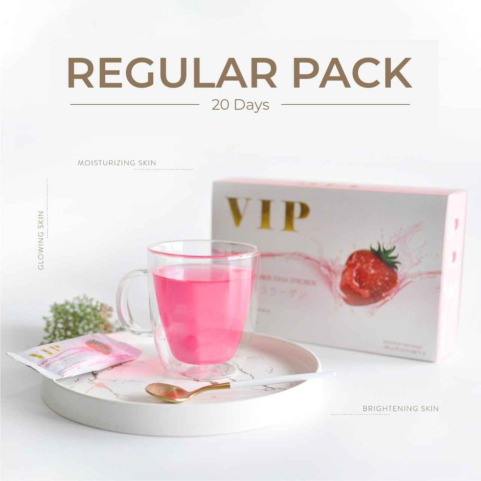 Minuman Collagen Drink Kolagen VIP Strawberry Mencerahkan Memutihkan Kulit VIP COLLAGEN GLUTATHIONE