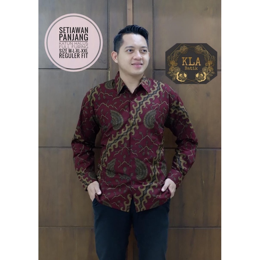 baju merah marron kemeja batik terbaru 2021 BATIK S M L XL XXL BAJU PREMIUM BSO OFFICIAL