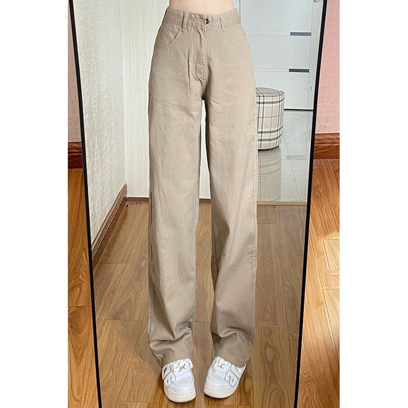 new Khaki korea highwaist kulot celana jeans panjang wanita kekinian