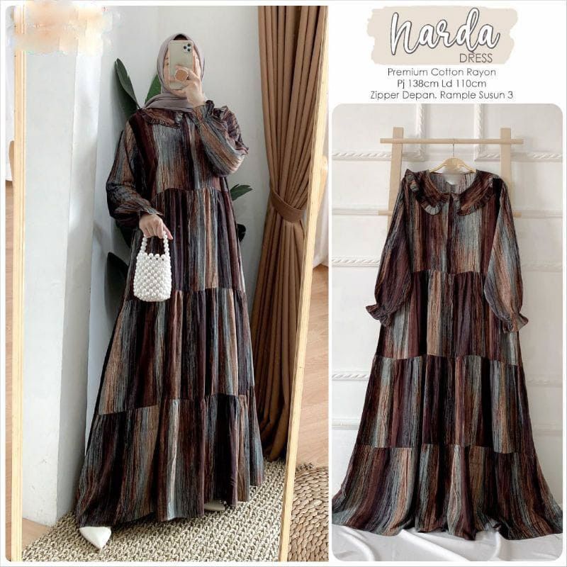 GAMIS MIDI DRESS NADIA RAYON PREMIUM/GAMIS MIDI WANITA MUSLIMAH/GAMIS MURAH ORI