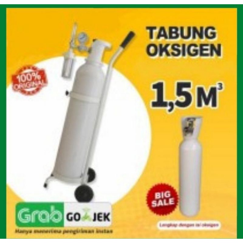 Tabung oksigen lengkap 1,5 M3/ set Oksigen siap pakai 1,5M3