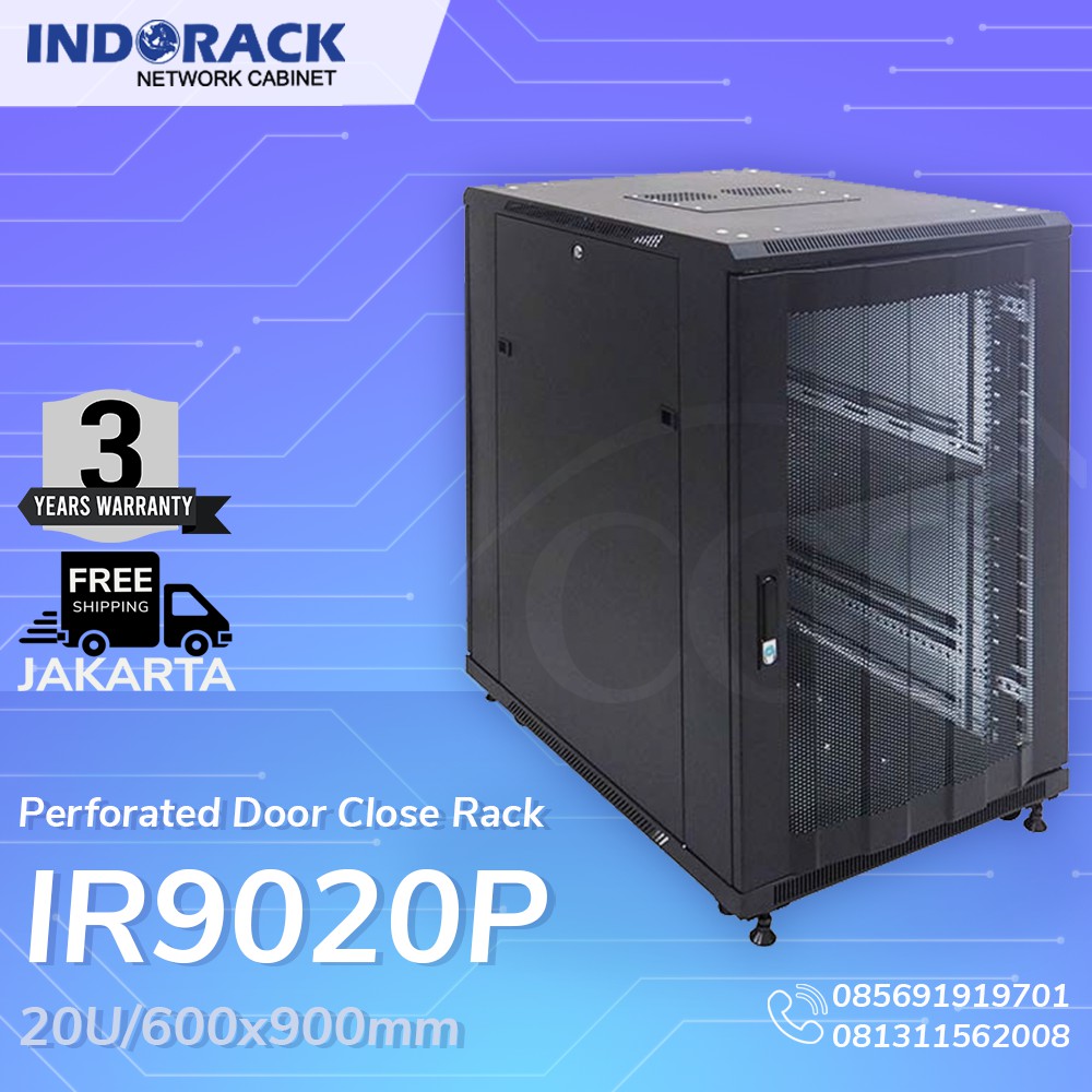 IR9020P - 20U Close Rack Depth 900mm Perforated Door 19&quot; - INDORACK