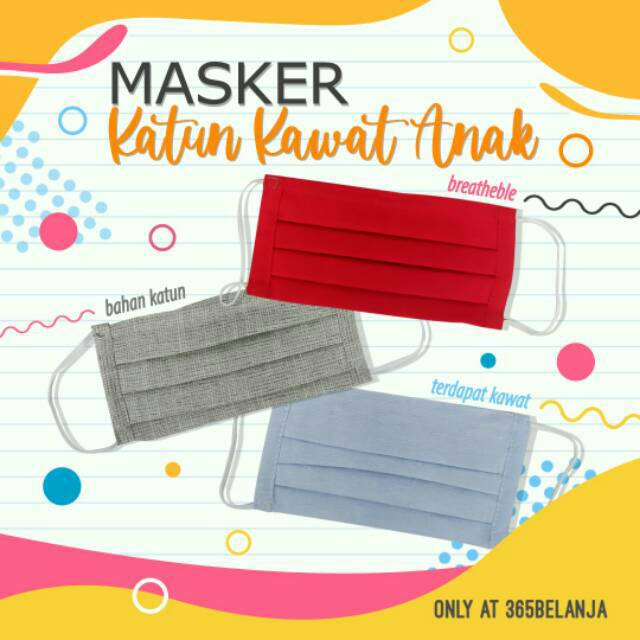 Masker katun kawat anak