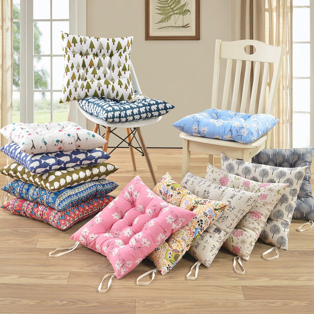 New Printing Plain Seat Pad Dining Room Garden Kitchen Chair Cushions Tie On Shopee Indonesia