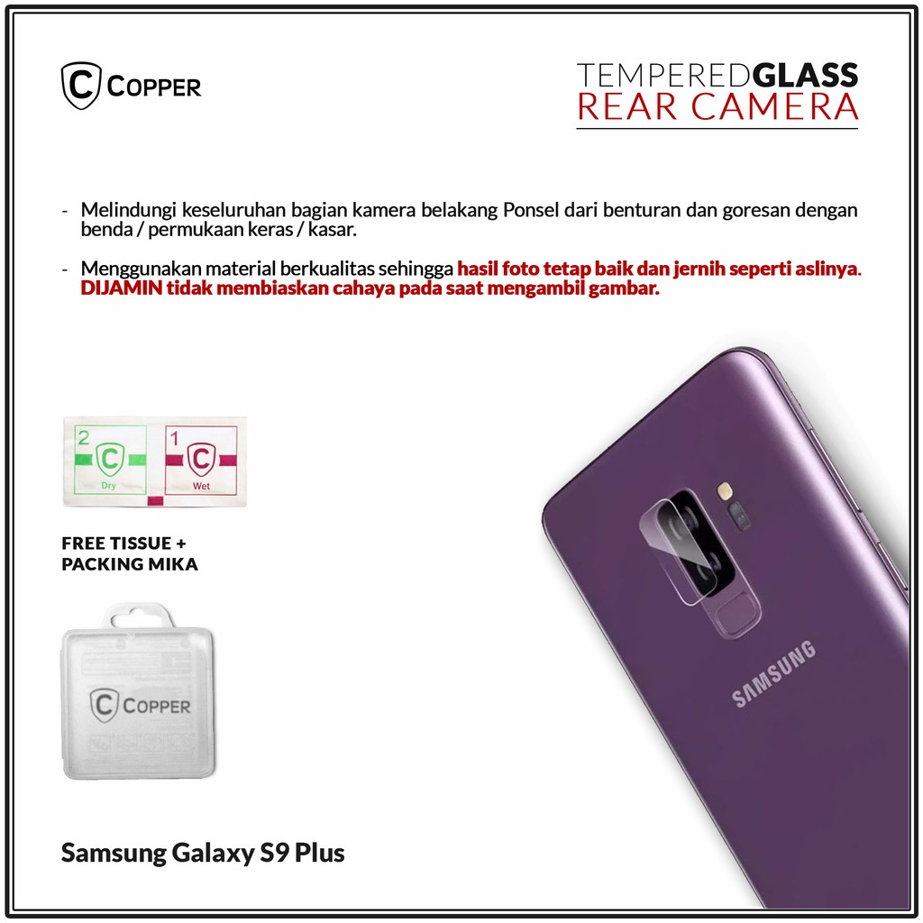 Samsung Galaxy S9 Plus - COPPER Tempered Glass Kamera