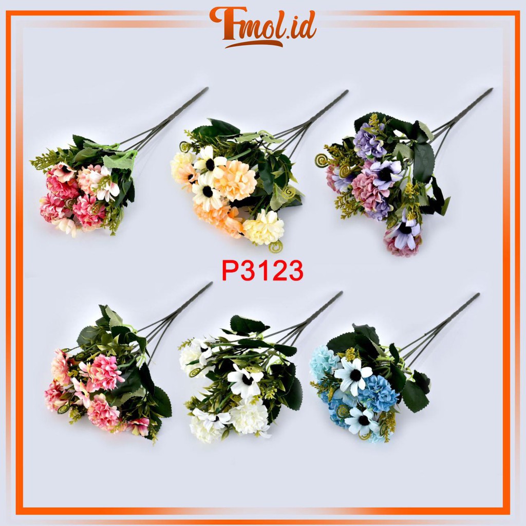 FMOL 1KG ISI 37PCS Bunga Mawar Dekorasi Bahan Plastik (1 Buket 10Kuntum Bunga)P3123