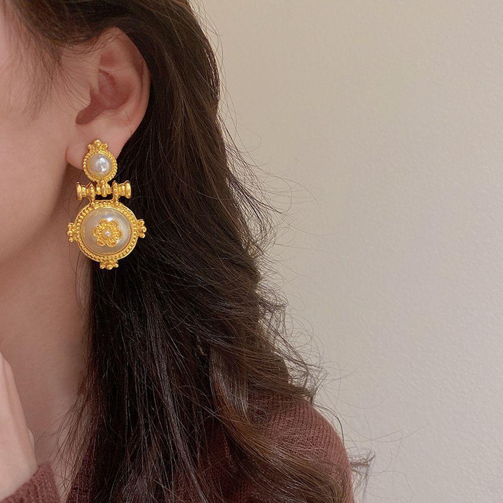 Mxbeauty Wanita Drop Earrings Elegan Retro Gaya Pengadilan Busur Baroque Kristal Menjuntai Earrings