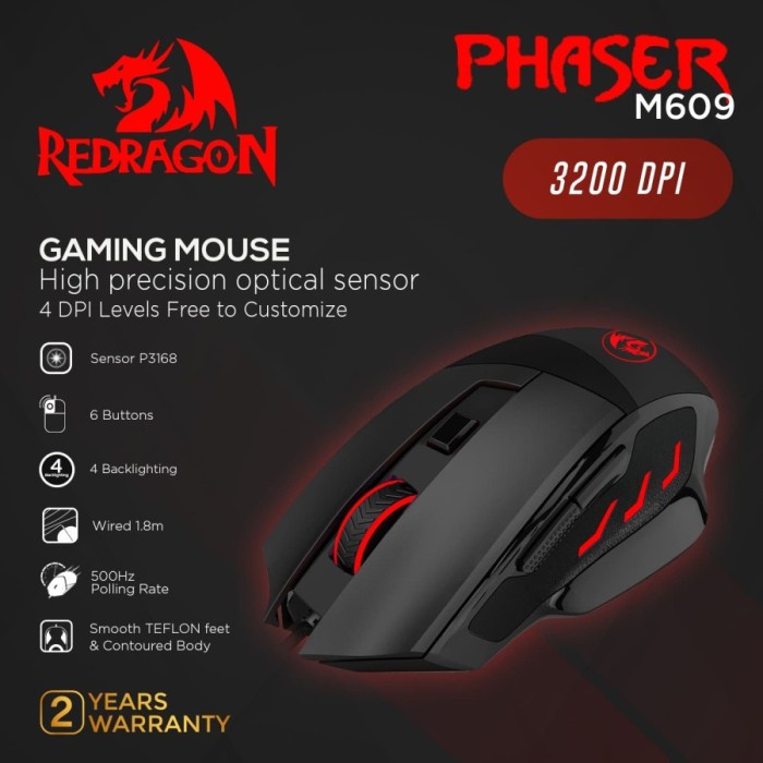 Mouse Gaming USB Redragon PHASER M609