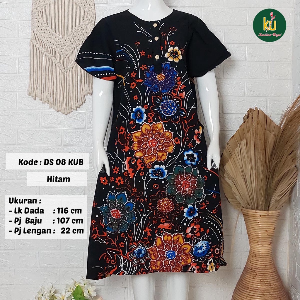 Bisa COD DS08 KUB | Daster Batik Kencana Ungu Asli Label Biru | Baju Santai Tidur Wanita Dewasa Kancing Depan Busui Friendly Motif Terbaru-1